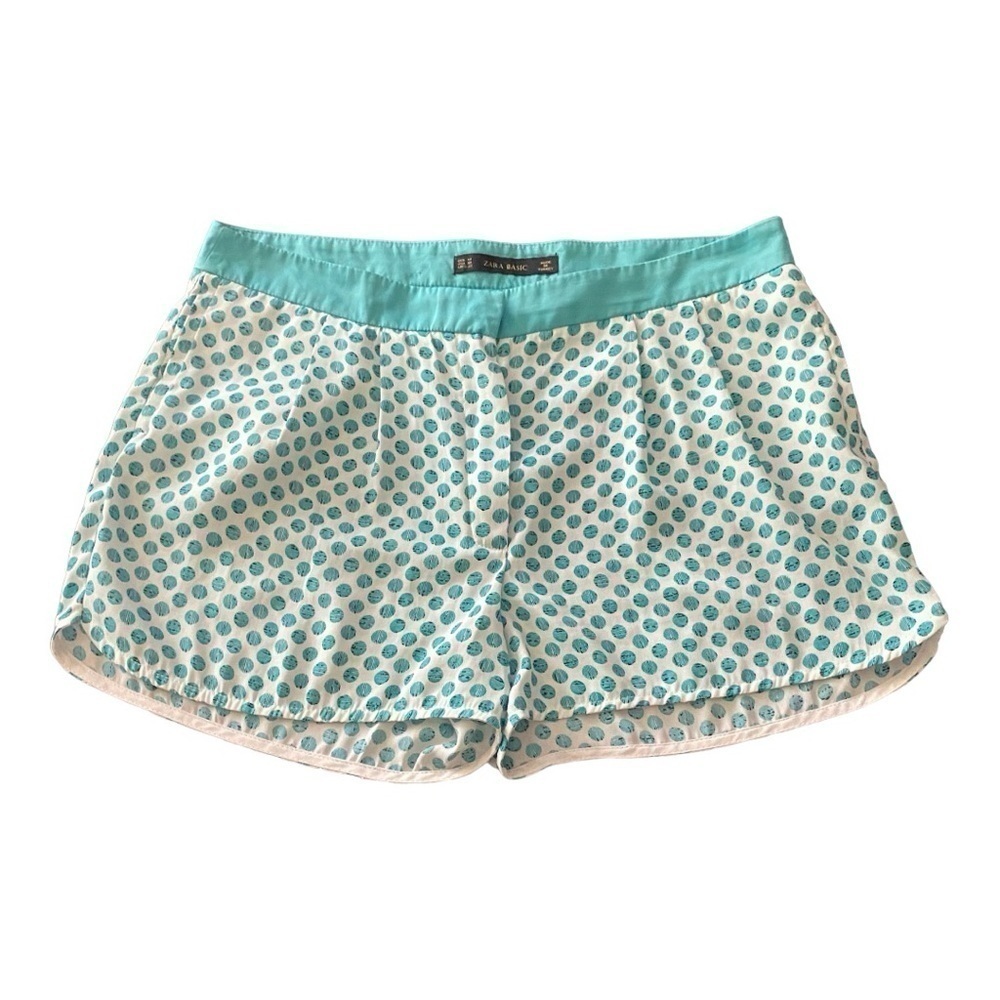 ZARA BASIC-TEAL & WHITE SHORTS-SIZE MEDIUM